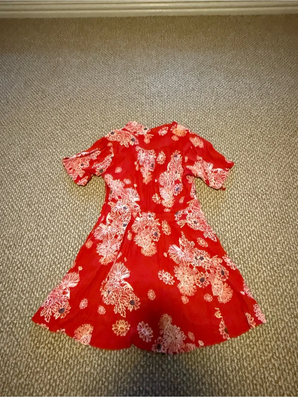 Free People Blue Hawaii Red Floral Print Mini Dress S